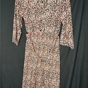 Boohoo Floral Long Sleeve Dress - Black and Pink